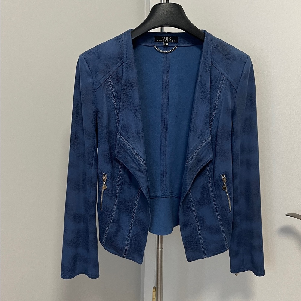 Elegant blue Blazer with Zipper Details